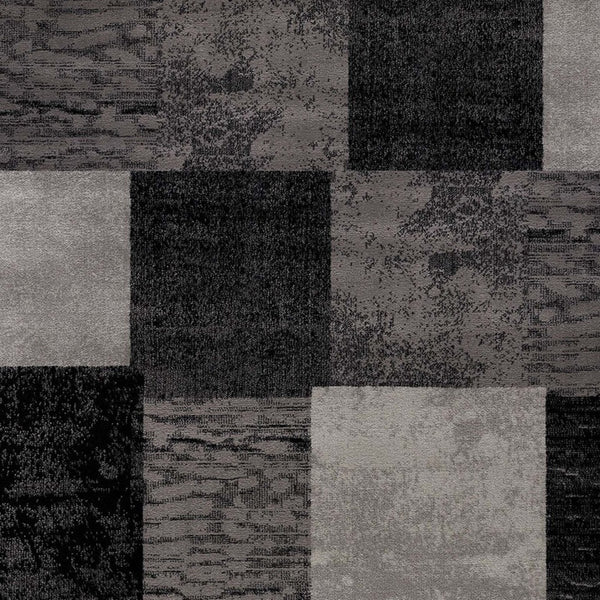 Homeroots 15' Gray And Black Geometric Power Loom Distressed Runner Rug  Olefin 487634
