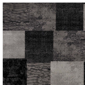 Homeroots 20' Gray And Black Geometric Power Loom Distressed Runner Rug  Olefin 487635