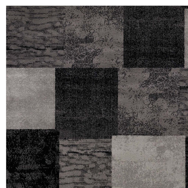 Homeroots 20' Gray And Black Geometric Power Loom Distressed Runner Rug  Olefin 487635