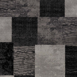 Homeroots 8' Gray And Black Geometric Power Loom Distressed Runner Rug  Olefin 487636