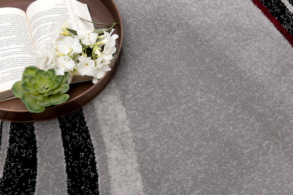 Homeroots 13' Gray And Black Abstract Power Loom Distressed Runner Rug  Olefin 487638