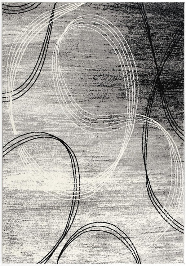 HomeRoots 10' Gray and Ivory Abstract Shag Rug - Soft, Stylish, and Stain-Resistant for Modern Spaces 10' Runner 487642