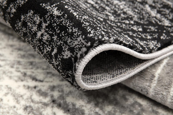 HomeRoots 10' Gray and Ivory Abstract Shag Rug - Soft, Stylish, and Stain-Resistant for Modern Spaces 10' Runner 487642