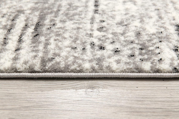HomeRoots 10' Gray and Ivory Abstract Shag Rug - Soft, Stylish, and Stain-Resistant for Modern Spaces 10' Runner 487642