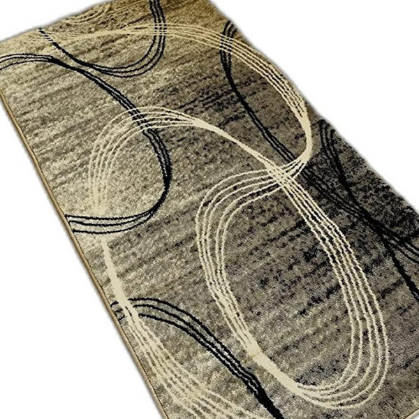 HomeRoots 10' Gray and Ivory Abstract Shag Rug - Soft, Stylish, and Stain-Resistant for Modern Spaces 10' Runner 487642