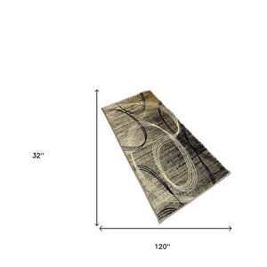 HomeRoots 10' Gray and Ivory Abstract Shag Rug - Soft, Stylish, and Stain-Resistant for Modern Spaces 10' Runner 487642