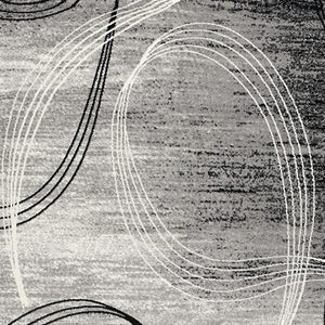 HomeRoots 13' Gray and Ivory Abstract Shag Runner Rug - Stylish, Soft, Stain-Resistant for High-Traffic Areas 487643