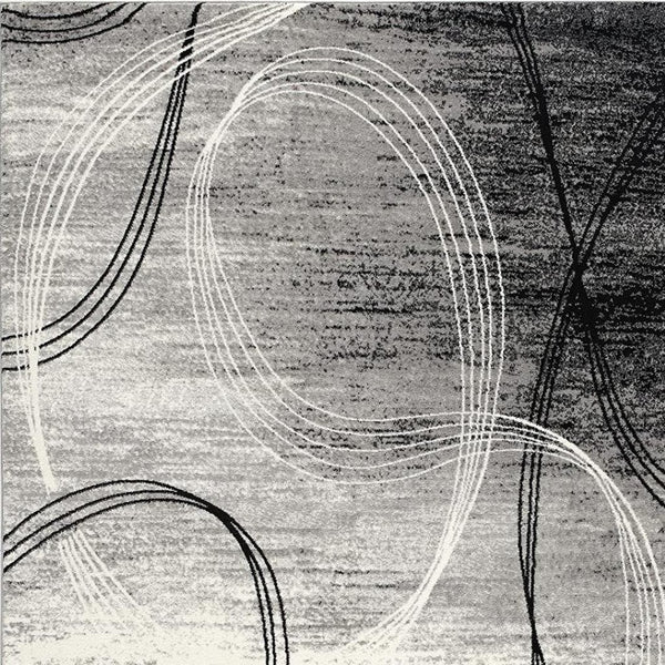 HomeRoots 10' Gray and Ivory Abstract Shag Rug - Soft, Stylish, and Stain-Resistant for Modern Spaces 15' Runner 487644