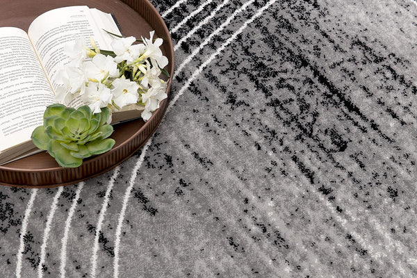 Homeroots 20' Gray And Ivory Abstract Shag Power Loom Runner Rug  Olefin 487645