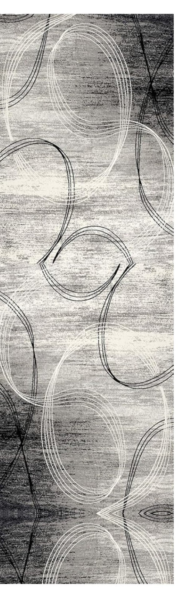 HomeRoots 20' Modern Gray and Ivory Abstract Shag Runner Rug - Plush, Durable, Stain-Resistant for High-Traffic Areas 487645
