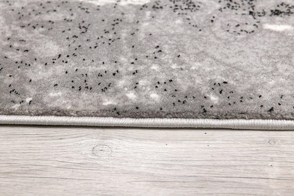 Homeroots 3' X 10' Grey Damask Power Loom Stain Resistant Area Rug  Olefin 487648