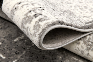 Homeroots 20' Gray And Ivory Distressed Damask Runner Rug  Olefin 487651