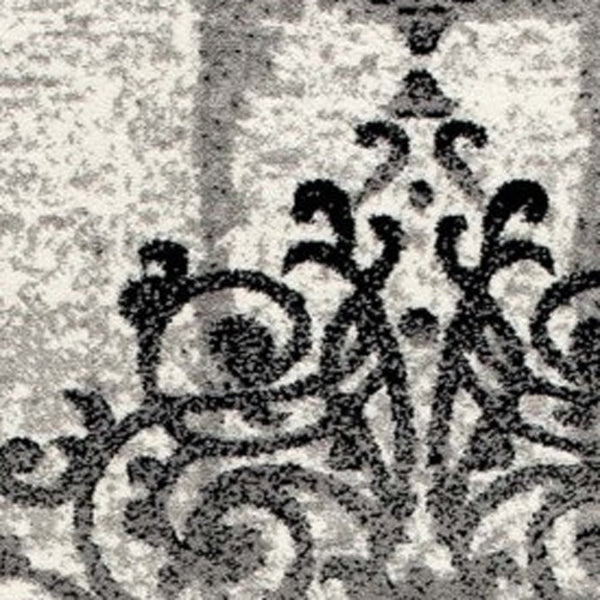 Homeroots 8' Gray And Ivory Damask Power Loom Runner Rug  Olefin 487652