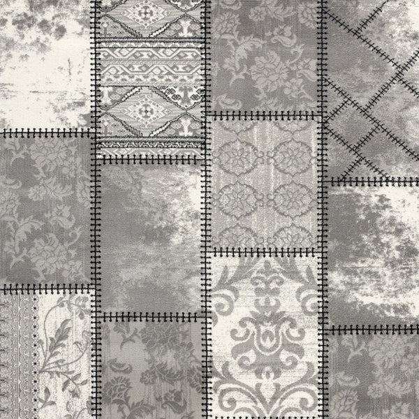 Homeroots 20' Gray And Ivory Geometric Washable Non Skid Runner Rug  Olefin 487655