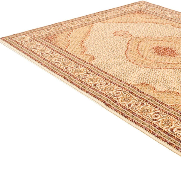 Homeroots 7' X 10' Beige And Ivory Oriental Power Loom Area Rug  Olefin 487657