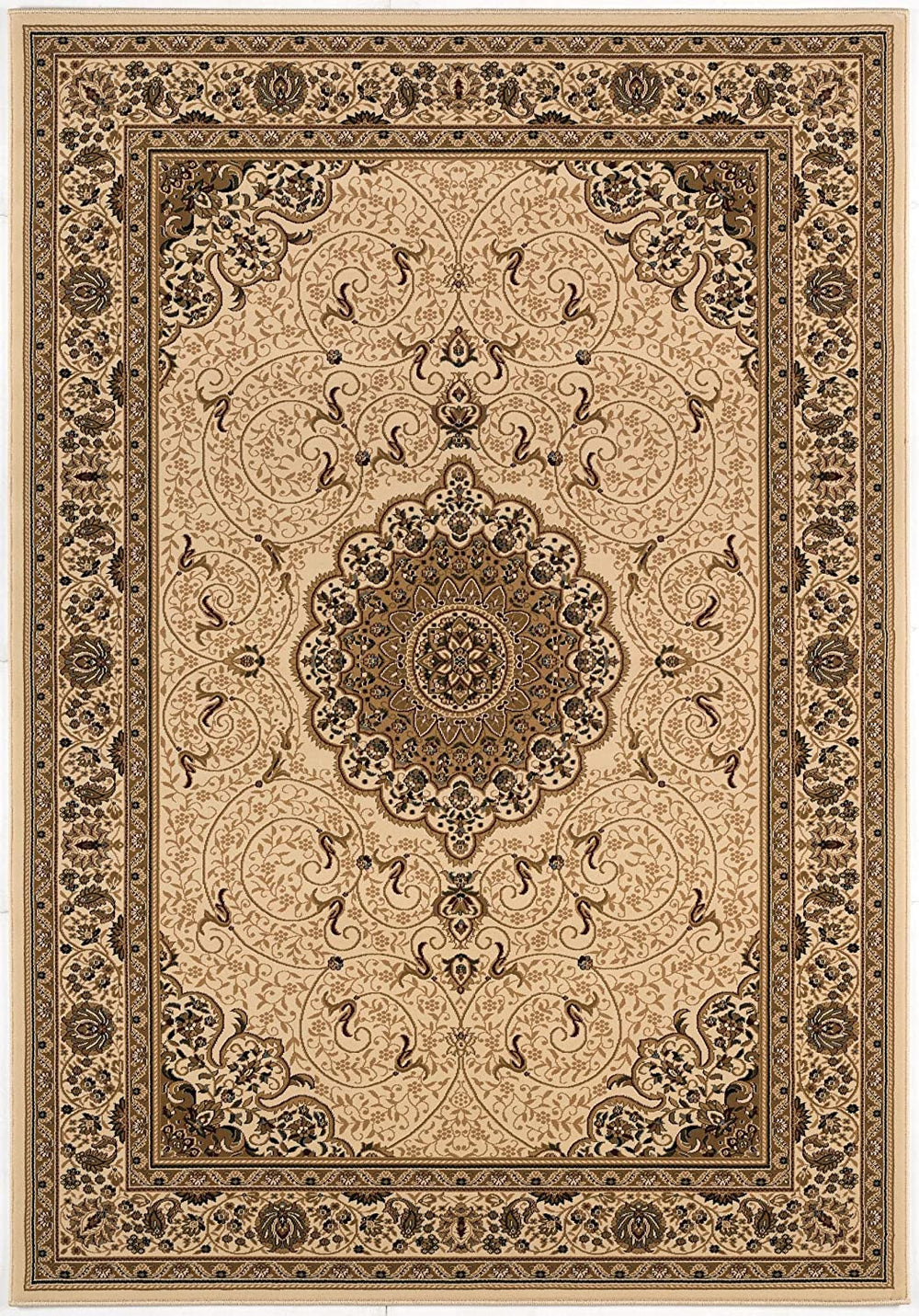 Homeroots 7' X 10' Beige And Black Oriental Power Loom Area Rug  Olefin 487658