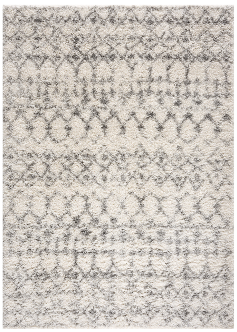 Homeroots 7' X 9' Gray And Ivory Southwestern Shag Power Loom Area Rug  Polyester 487659