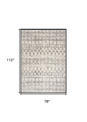 Homeroots 7' X 9' Gray And Ivory Southwestern Shag Power Loom Area Rug  Polyester 487659