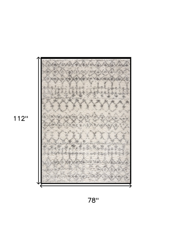 Homeroots 7' X 9' Gray And Ivory Southwestern Shag Power Loom Area Rug  Polyester 487659