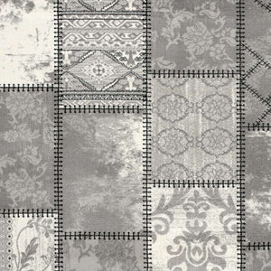 HomeRoots 4' Gray and Ivory Damask Area Rug - Timeless Elegance, Machine Washable, Durable for High-Traffic Areas 7' X 9' 487661