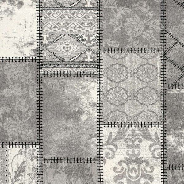 HomeRoots 4' Gray and Ivory Damask Area Rug - Timeless Elegance, Machine Washable, Durable for High-Traffic Areas 7' X 9' 487661