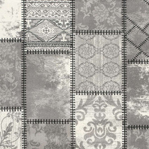 HomeRoots 4' Gray and Ivory Damask Area Rug - Timeless Elegance, Machine Washable, Durable for High-Traffic Areas 7' X 9' 487661