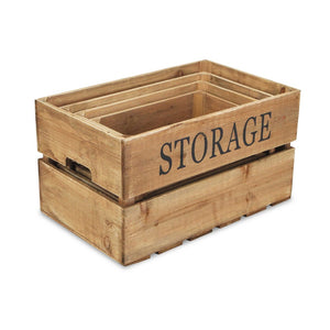 HomeRoots Set of Four Rustic Solid Wood Crates for Stylish Organization in Any Room—Durable & Versatile Storage 487673