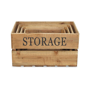 HomeRoots Set of Four Rustic Solid Wood Crates for Stylish Organization in Any Room—Durable & Versatile Storage 487673