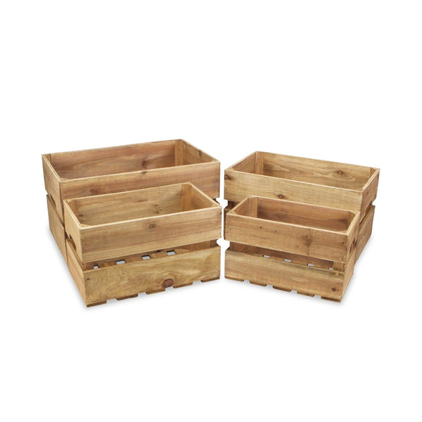 HomeRoots Set of Four Rustic Solid Wood Crates for Stylish Organization in Any Room—Durable & Versatile Storage 487673
