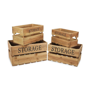 HomeRoots Set of Four Rustic Solid Wood Crates for Stylish Organization in Any Room—Durable & Versatile Storage 487673