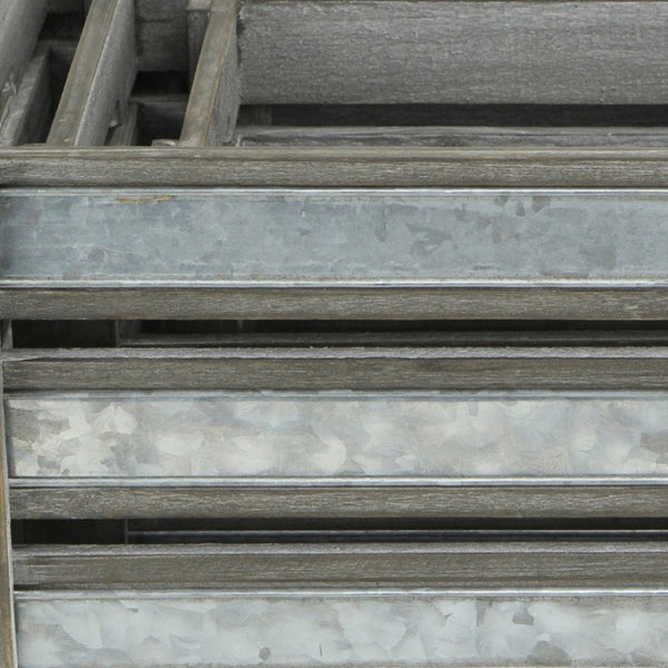 HomeRoots Set of Three Gray Solid Wood and Metal Crates for Stylish Organization in Any Room or Space 487690