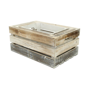 HomeRoots Set of Three Stylish Solid Wood Crates in Black, Off-White & Walnut for Versatile Home Storage 487706