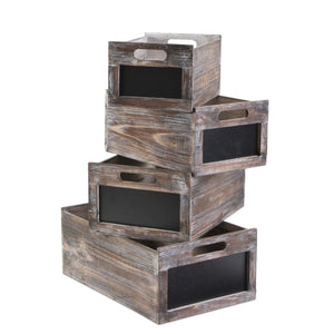 HomeRoots Set of Four Rustic Solid Wood Crates in Black and Brown – Stylish Storage for Any Room Decor 487713