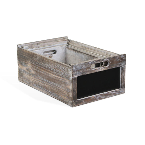 HomeRoots Set of Four Rustic Solid Wood Crates in Black and Brown – Stylish Storage for Any Room Decor 487713