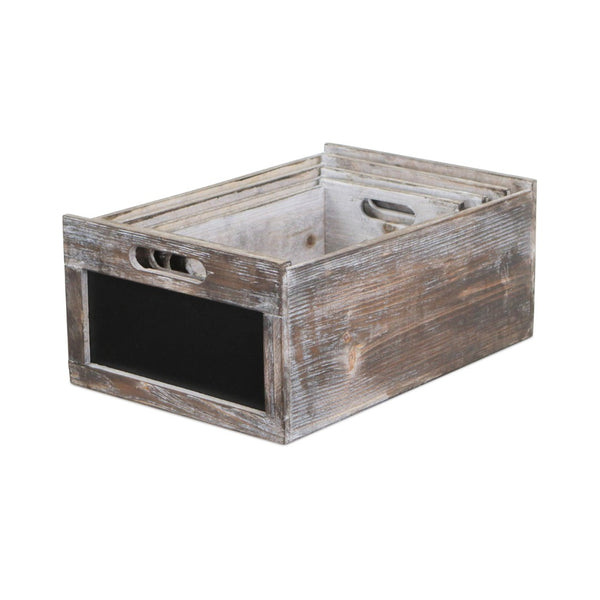 HomeRoots Set of Four Rustic Solid Wood Crates in Black and Brown – Stylish Storage for Any Room Decor 487713