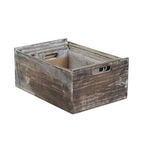 HomeRoots Set of Four Rustic Solid Wood Crates in Black and Brown – Stylish Storage for Any Room Decor 487713