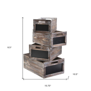 HomeRoots Set of Four Rustic Solid Wood Crates in Black and Brown – Stylish Storage for Any Room Decor 487713