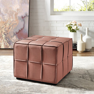 Homeroots 22" Blush Velvet And Black Cube Ottoman Blush  487721