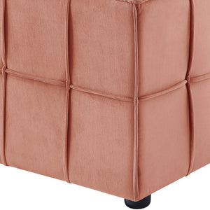 Homeroots 22" Blush Velvet And Black Cube Ottoman Blush  487721