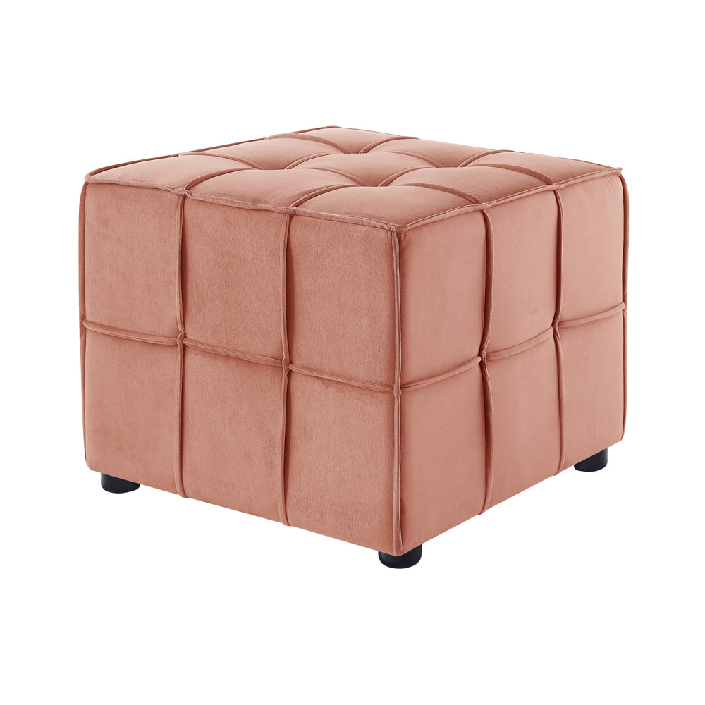 Homeroots 22" Blush Velvet And Black Cube Ottoman Blush  487721