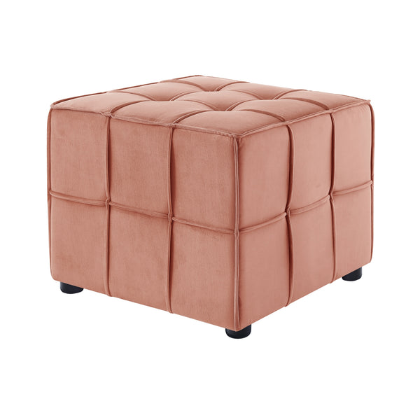 Homeroots 22" Blush Velvet And Black Cube Ottoman Blush  487721