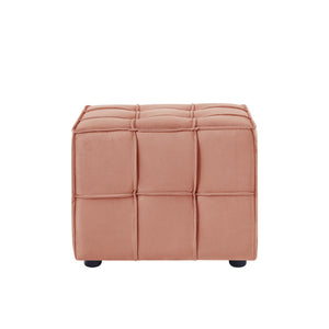 Homeroots 22" Blush Velvet And Black Cube Ottoman Blush  487721
