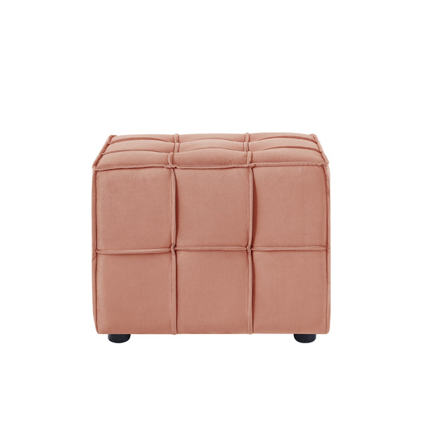 Homeroots 22" Blush Velvet And Black Cube Ottoman Blush  487721
