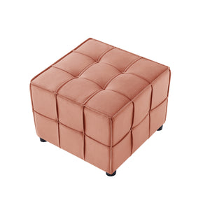 Homeroots 22" Blush Velvet And Black Cube Ottoman Blush  487721