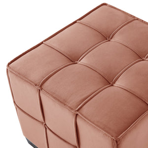 Homeroots 22" Blush Velvet And Black Cube Ottoman Blush  487721
