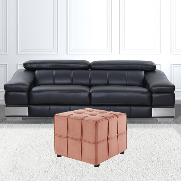 Homeroots 22" Blush Velvet And Black Cube Ottoman Blush  487721