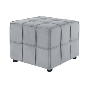 Homeroots 22" Light Gray Velvet And Black Cube Ottoman Light Grey  487722