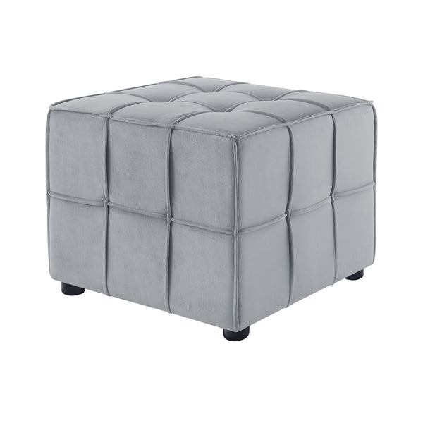 Homeroots 22" Light Gray Velvet And Black Cube Ottoman Light Grey  487722