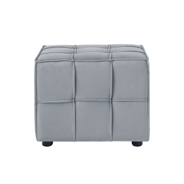 Homeroots 22" Light Gray Velvet And Black Cube Ottoman Light Grey  487722