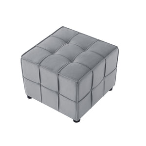 Homeroots 22" Light Gray Velvet And Black Cube Ottoman Light Grey  487722